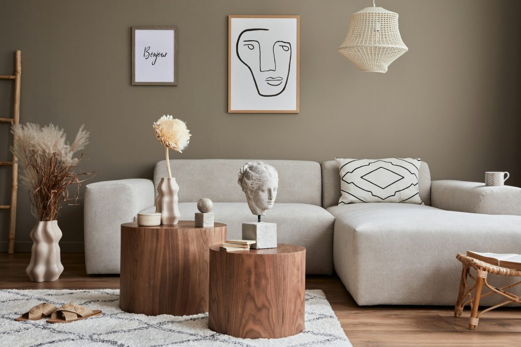 Interior design of stylish living room